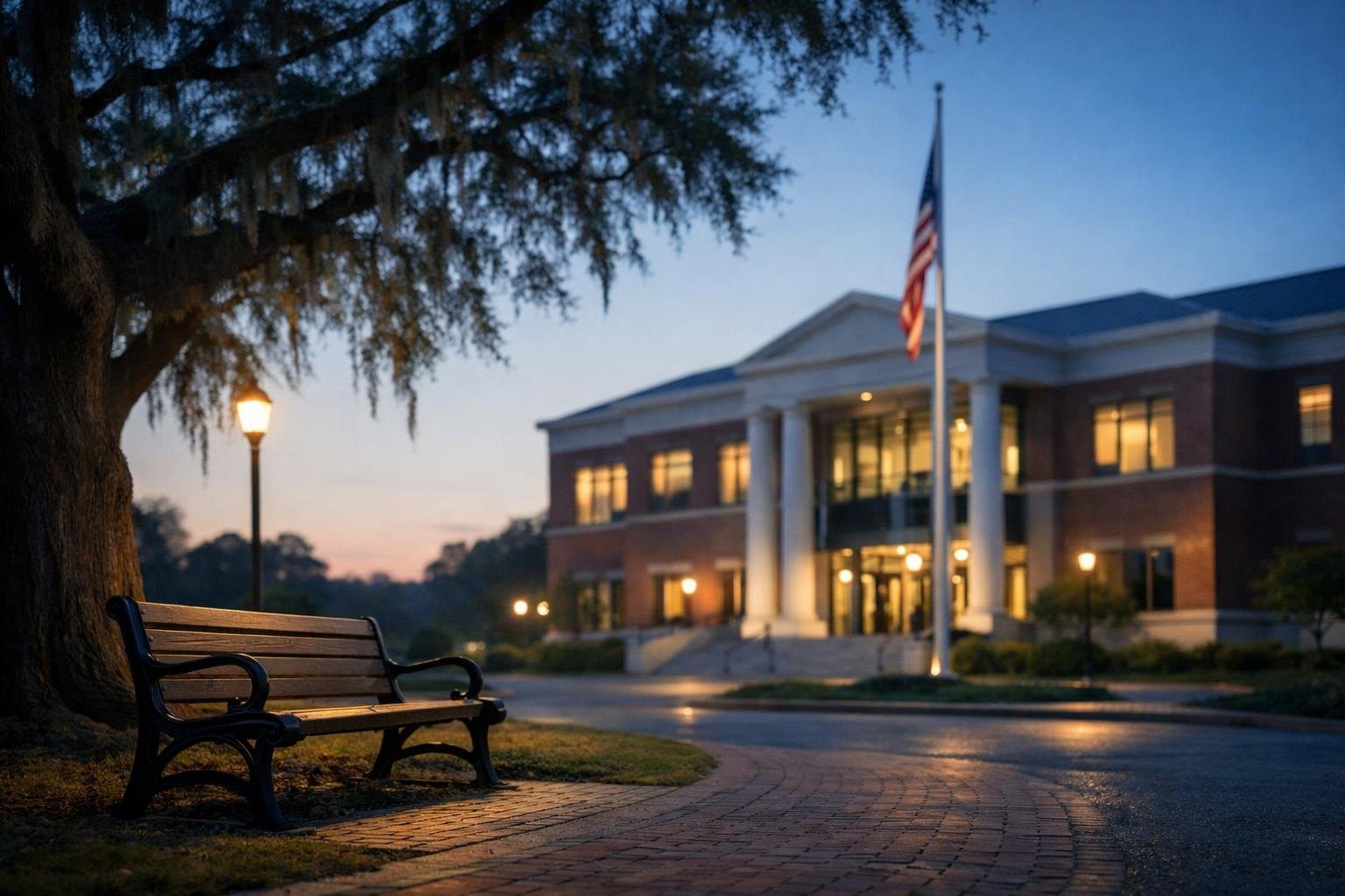 The courthouse at dawn